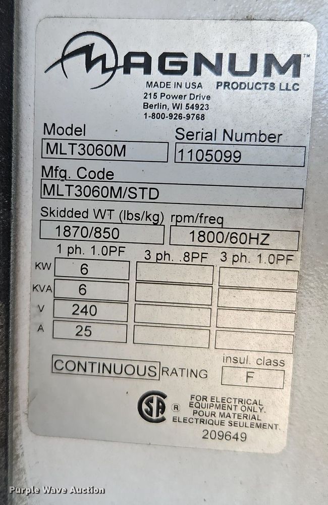 image for item LM9077 Magnum MLT3060M  light plant
