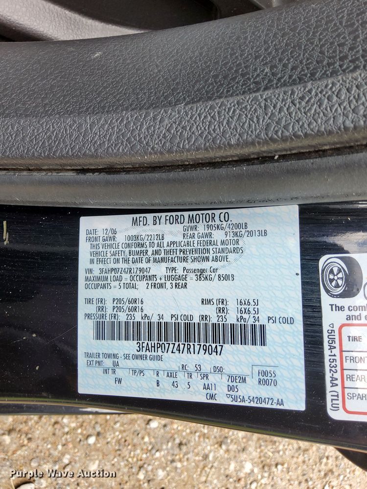 image for item LS9345 2007  Ford Fusion SE