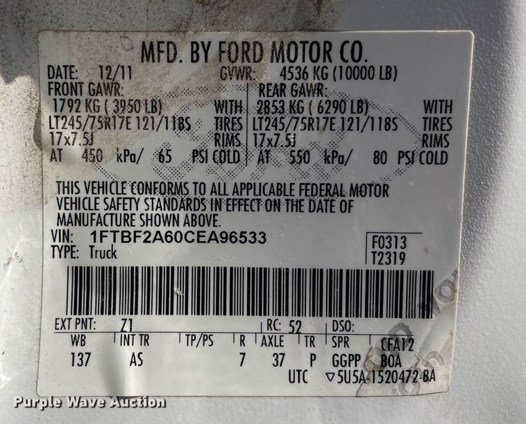 image for item LS9348 2012 Ford F250 Super Duty  pickup truck