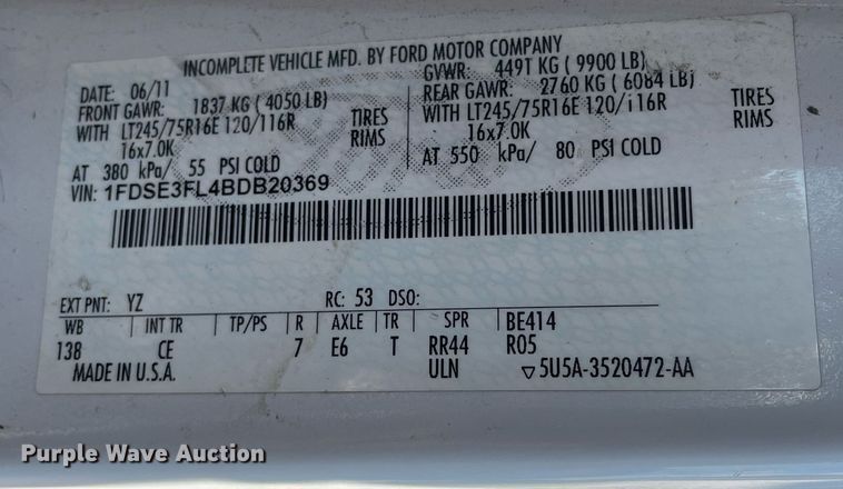 image for item LS9349 2011 Ford E350 Super Duty  utility van