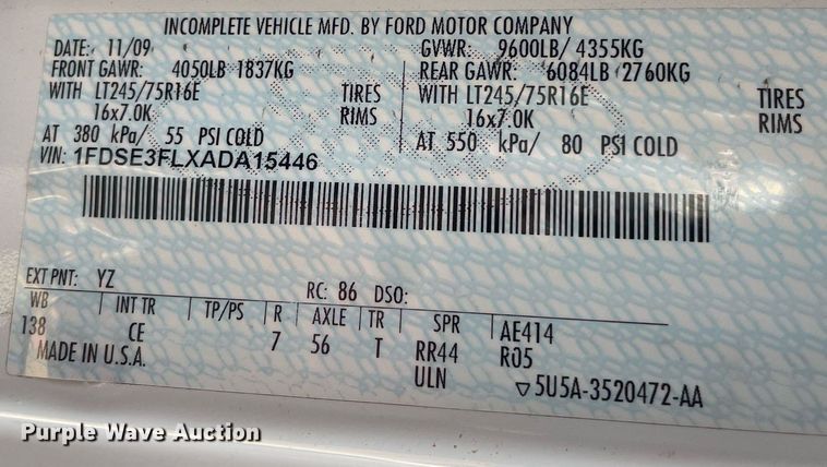 image for item LS9350 2010 Ford E350 Super Duty  utility van