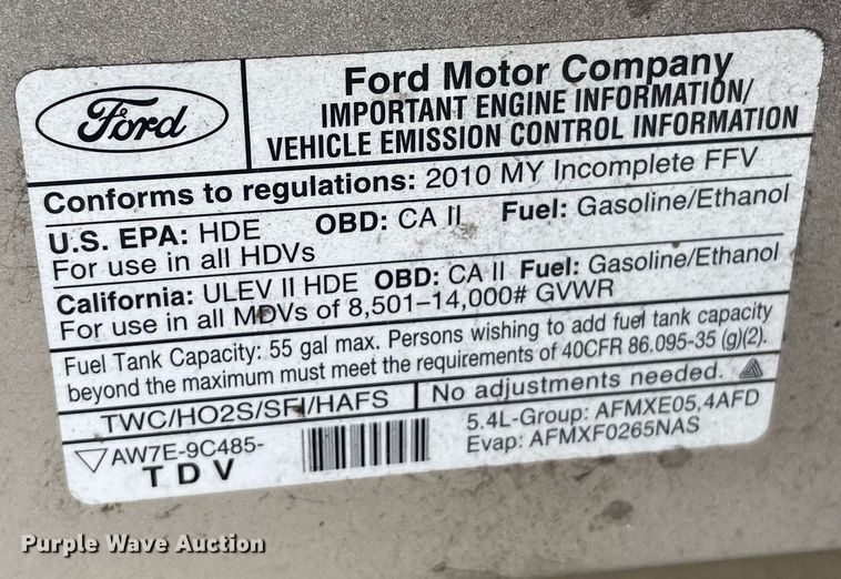 image for item LS9352 2010 Ford E350 Super Duty  utility van