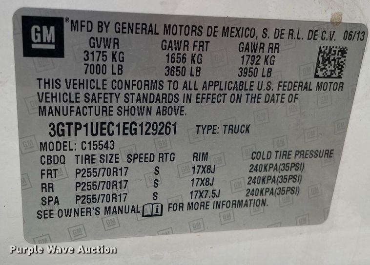 image for item LS9356 2014 GMC Sierra 1500  Crew Cab pickup truck
