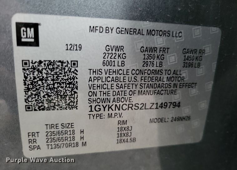 image for item LS9586 2020 Cadillac XT5  SUV