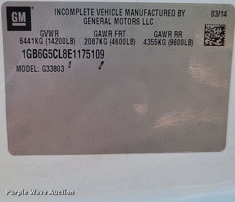 image for item LS9589 2014 Chevrolet Express G4500  van cab and chassis