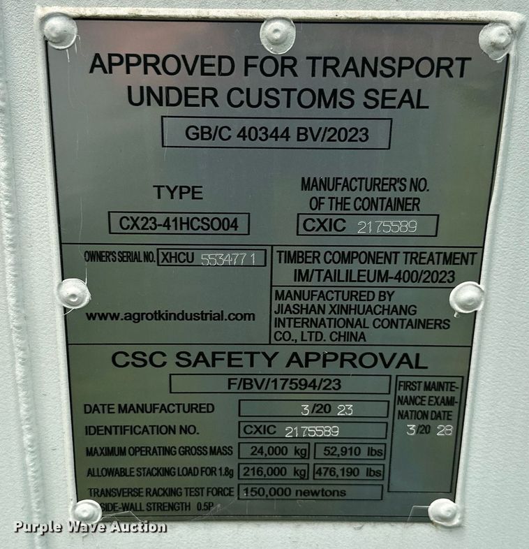 image for item MB9740 Agrotk  shipping container