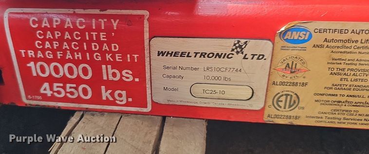 image for item MD9896 Wheeltronic LTD TC25-10  automotive lift