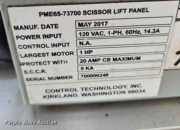 image for item MD9897 2017 Control Technology PME65-73700  platform lift