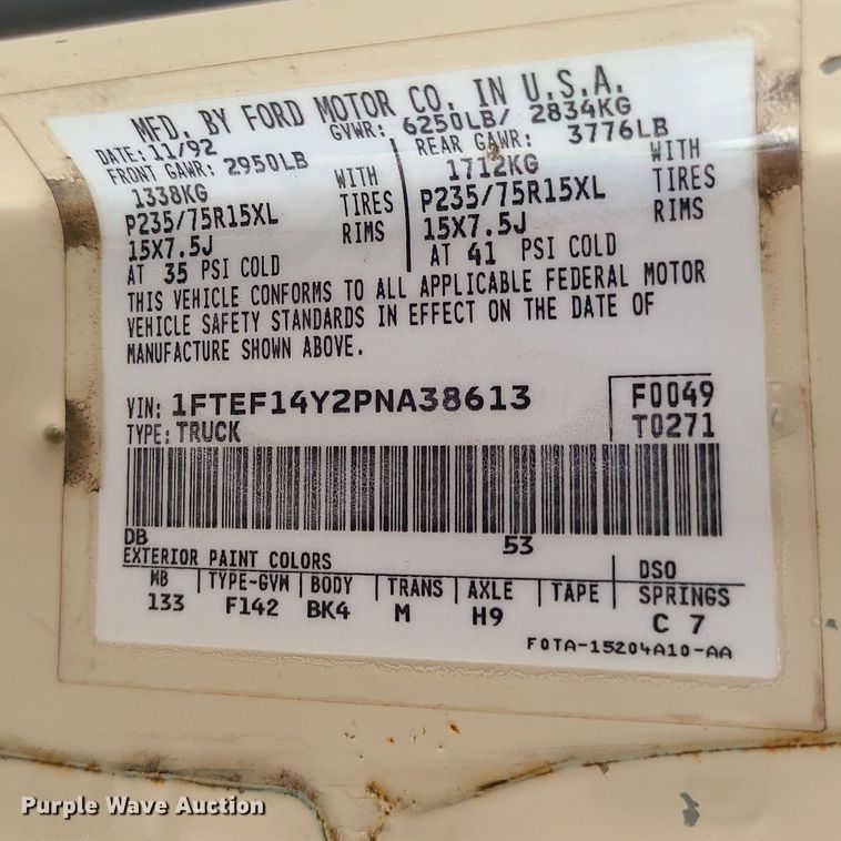 image for item MG9540 1993 Ford F150  pickup truck