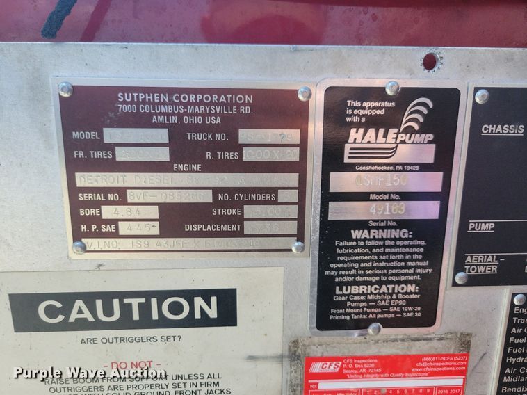 image for item MO9718 1984 Sutphen TS-1004  aerial platform fire truck