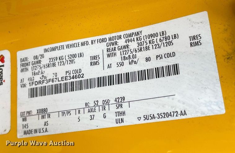 image for item MY9504 2020 Ford  F350 Super Duty  utility bed pickup truck