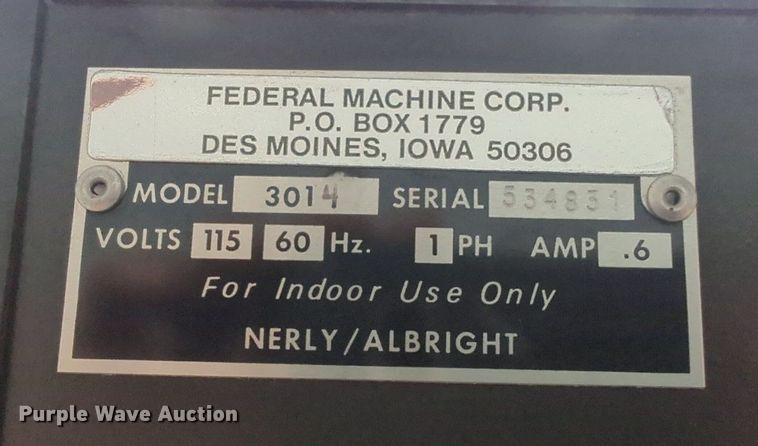 image for item MY9803 Federal Machine 3014  vending machine