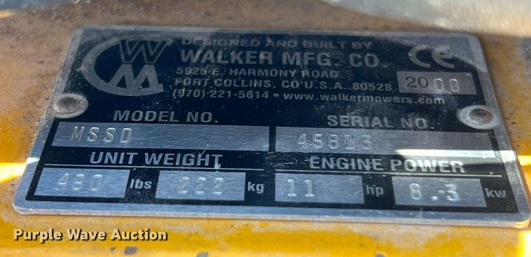 image for item NA9014 2000 Walker MSSD  ZTR lawn mower