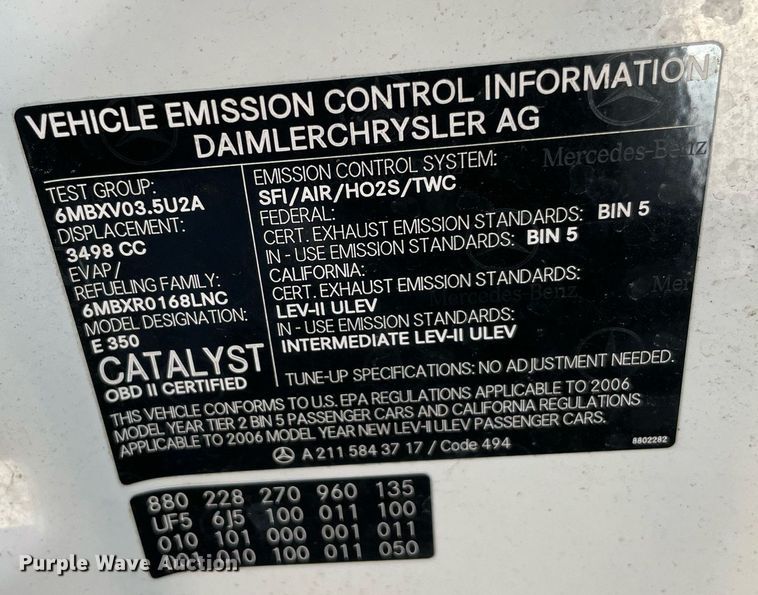 image for item NB9098 2006 Mercedes Benz E350