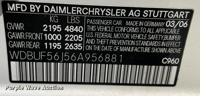 image for item NB9098 2006 Mercedes Benz E350