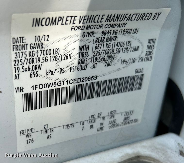 image for item OK9663 2012 Ford F550 Super Duty  Crew Cab crane truck