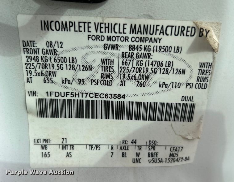 image for item OK9702 2012 Ford F550 Super Duty XL  utility / service truck