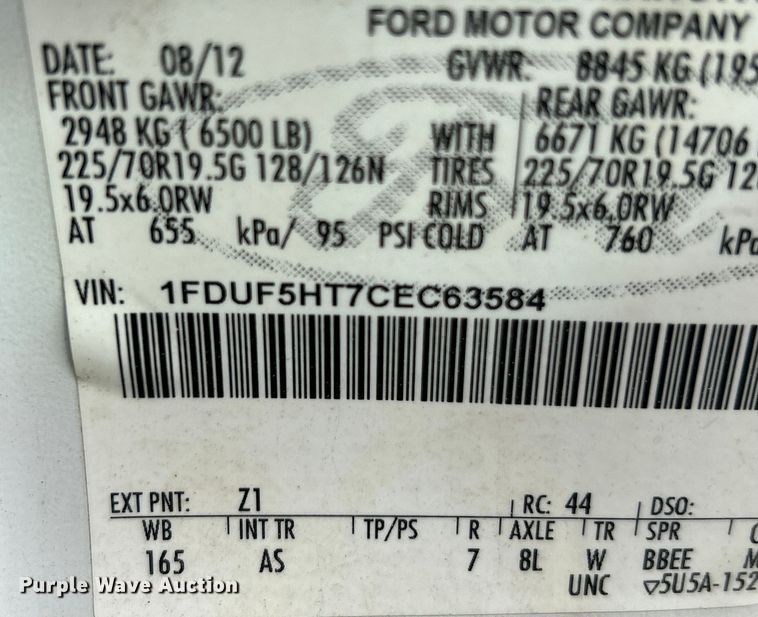 image for item OK9702 2012 Ford F550 Super Duty XL  utility / service truck