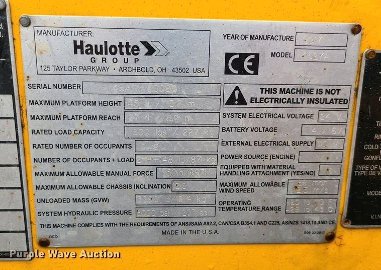 image for item BR9753 2017 Haulotte 4527A  boom lift