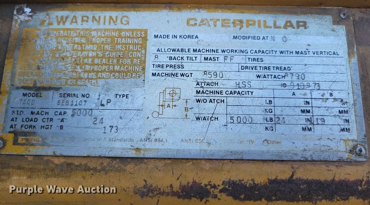 image for item DA7233 Caterpillar T50D  forklift