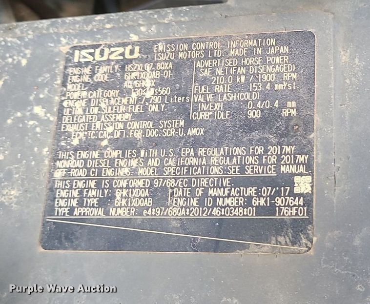 image for item DC6020 2018 Hitachi ZX350LC-6N  excavator