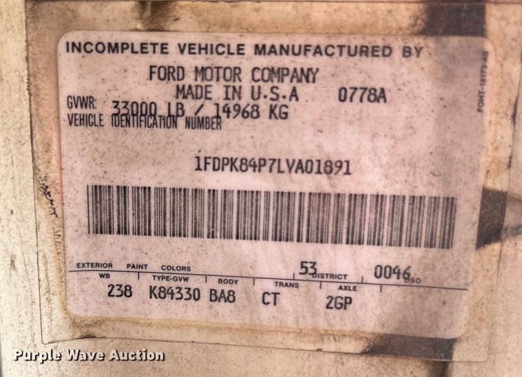 image for item DI7904 1990 Ford F800  crane truck