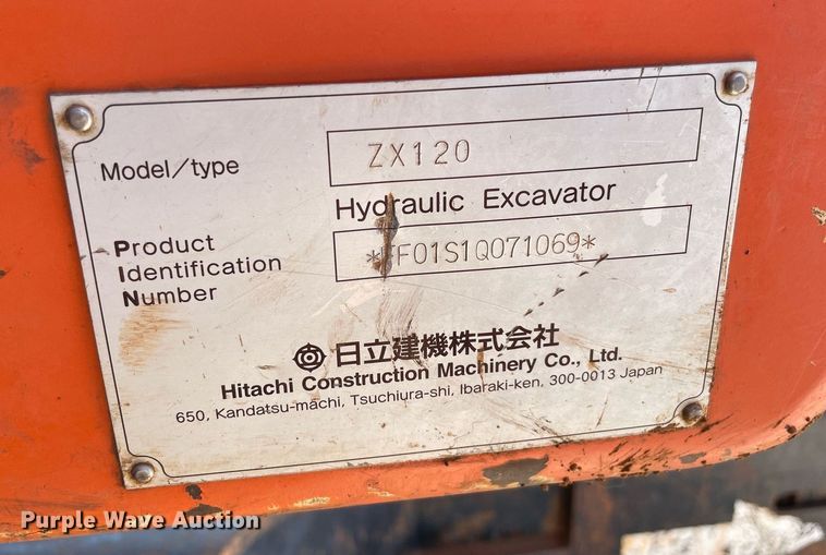 image for item DM0300 2007 Hitachi ZX120  excavator