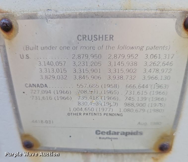 image for item DN8570 1987 Cedarapids 20  roller bearing hammermill