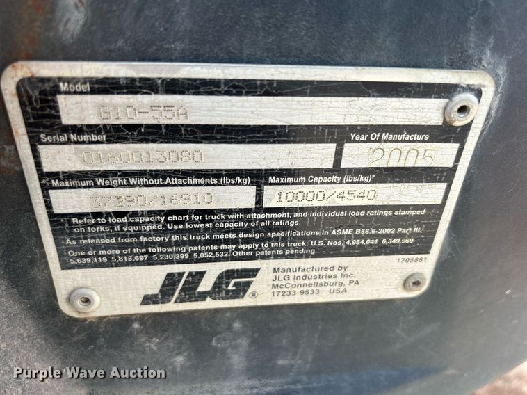 image for item DQ0863 2005 JLG G10-55A  telehandler