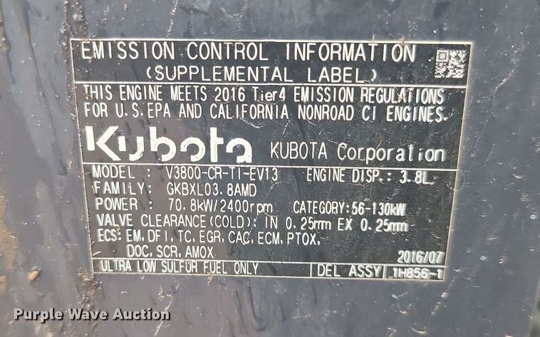 image for item DQ7479 2016 Kubota SVL95-2S  tracked skid steer loader