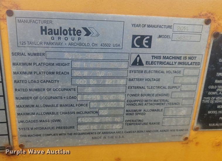 image for item DQ7530 2014 Haulotte 3632T  boom lift