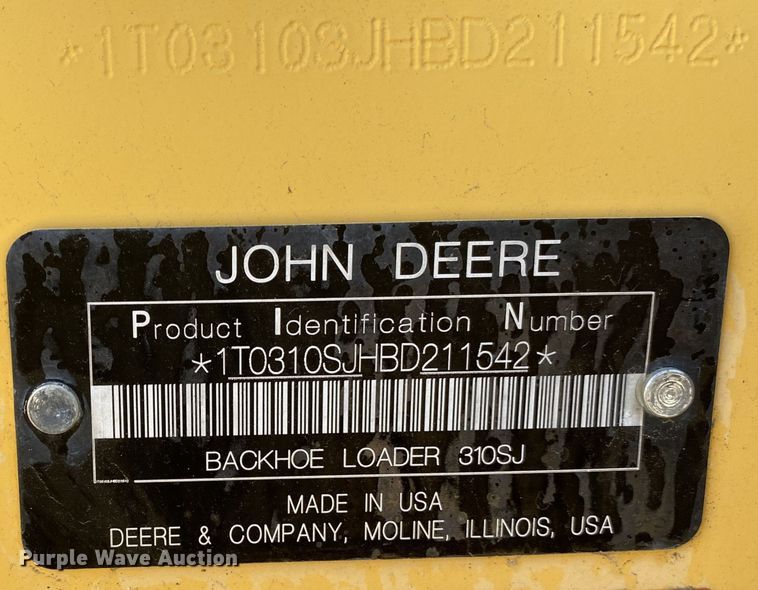 image for item KW9010 2012 John Deere 310SJ  backhoe