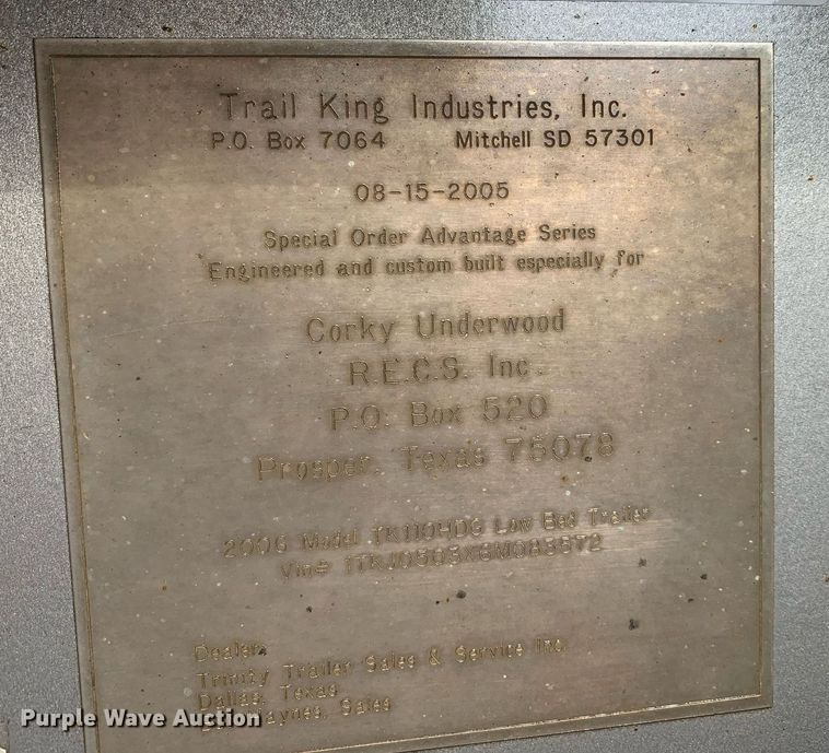 image for item LH9736 2006 Trail King TK110HDG  lowboy equipment trailer