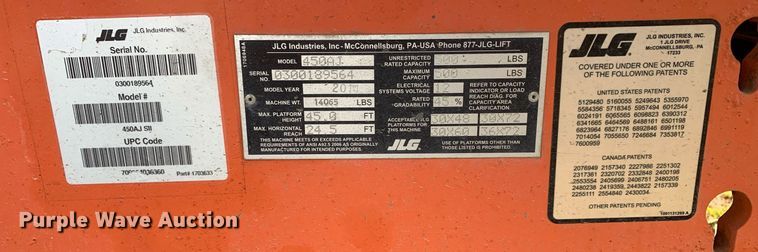 image for item LH9745 2014 JLG 450AJ Series II  boom lift