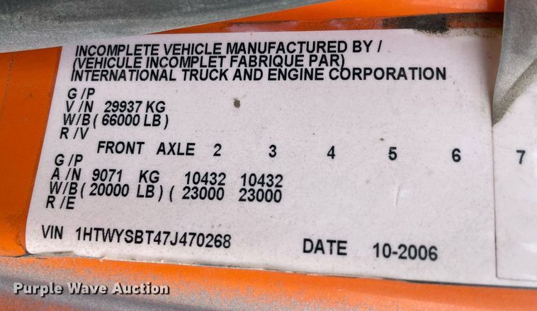 image for item MS9573 2007 International 7600  dump truck