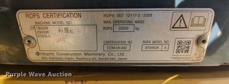 image for item MY9485 2017 John Deere 210G LC  excavator