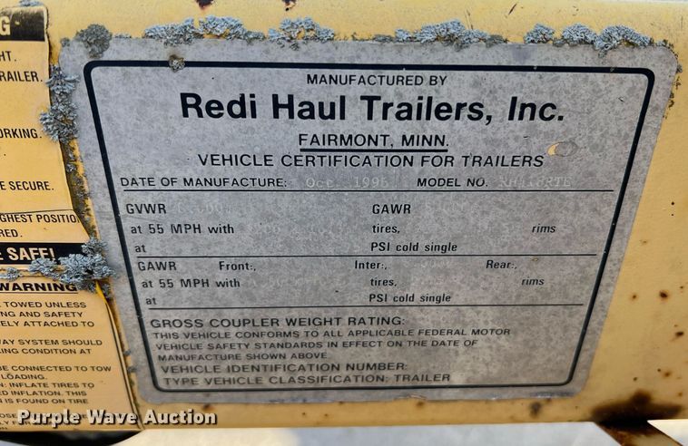 image for item NA9006 1997 Redi Haul RH418RTE  reel trailer
