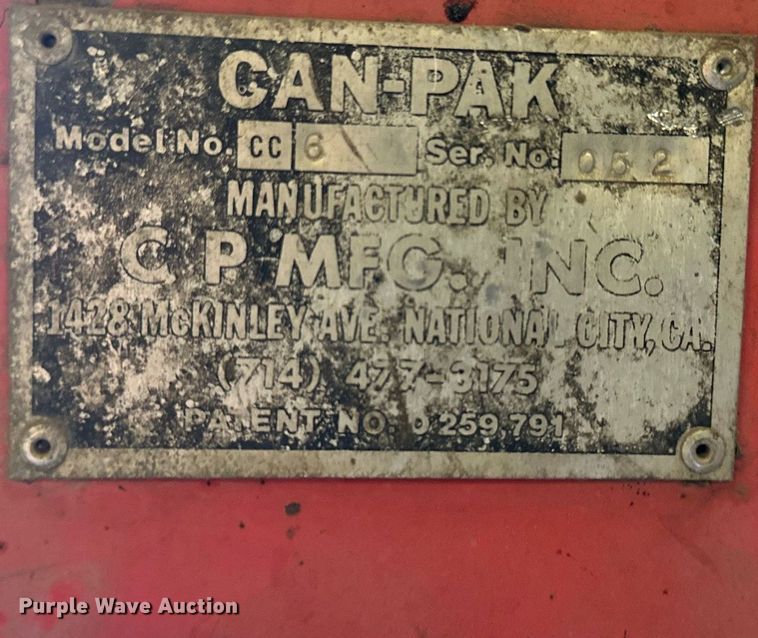 image for item NP9891 CP Mfg. Inc. Can-Pak CC6  conveyor