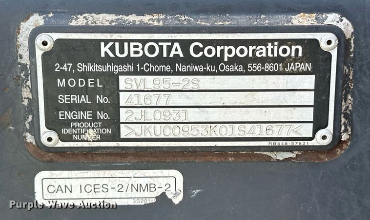 image for item OC9096 2018 Kubota SVL95-2S  tracked skid steer loader