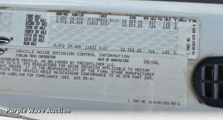 image for item OK9703 2007 Sterling L8500  dump truck