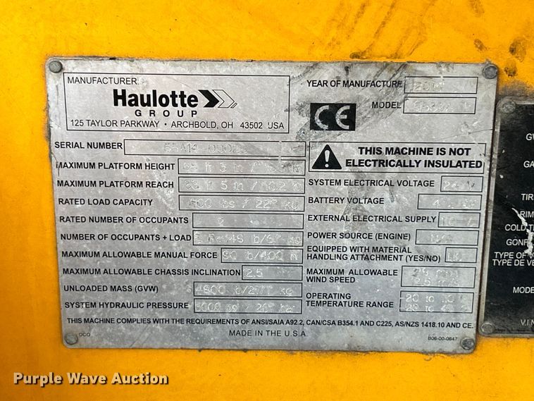 image for item OK9718 2014 Haulotte 5533A  boom lift