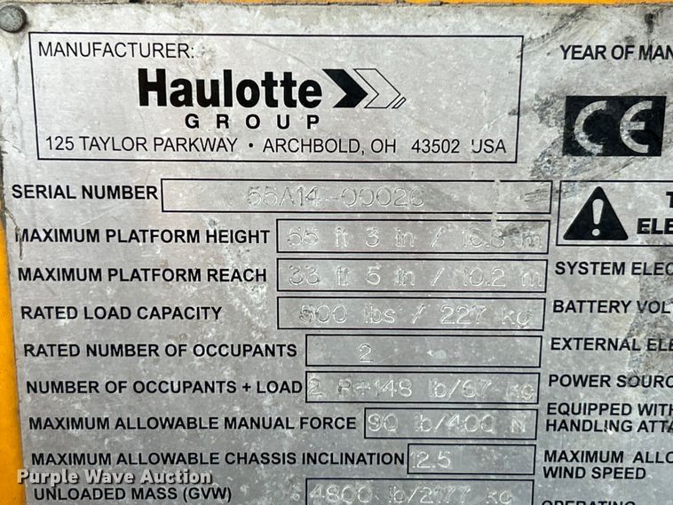 image for item OK9718 2014 Haulotte 5533A  boom lift