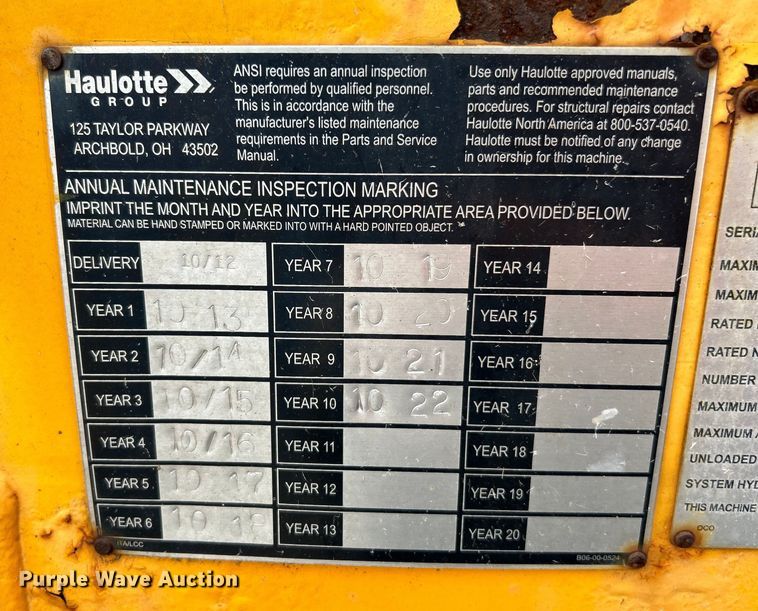 image for item OK9719 2012 Haulotte 3632T  boom lift