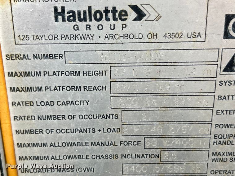 image for item OK9719 2012 Haulotte 3632T  boom lift