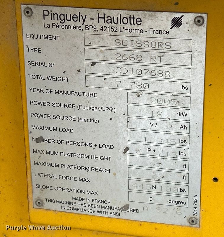 image for item OK9724 2005 Haulotte Compact 2668RT  scissor lift