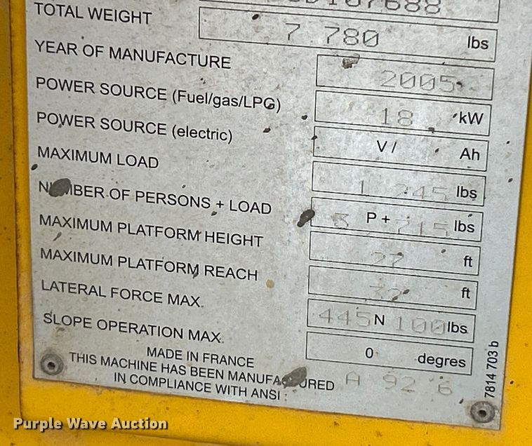 image for item OK9724 2005 Haulotte Compact 2668RT  scissor lift