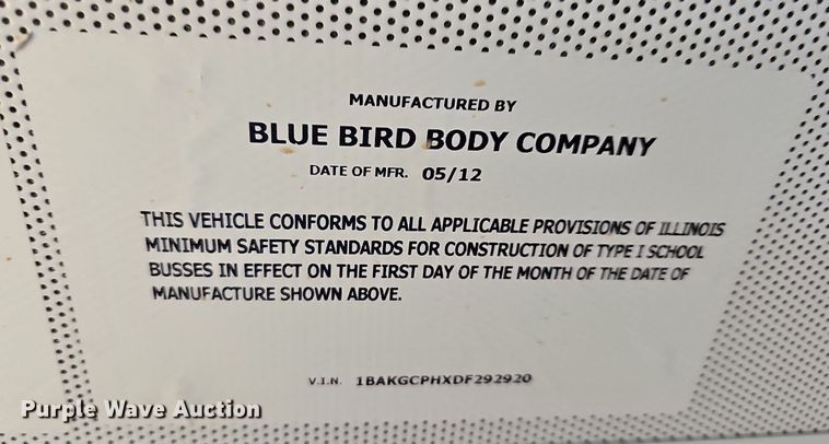 image for item DK1946 2013 Blue Bird Vision  school bus