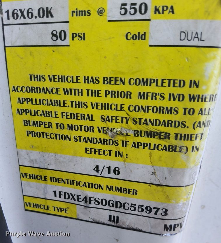 image for item DK7418 2016 Ford E450  ambulance