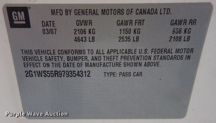 image for item DK7702 2007 Chevrolet Impala Police