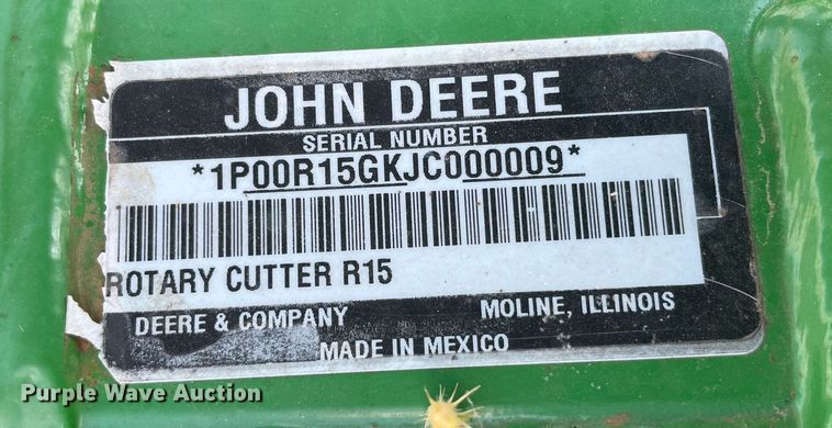 image for item DM0313 John Deere R15  batwing rotary mower